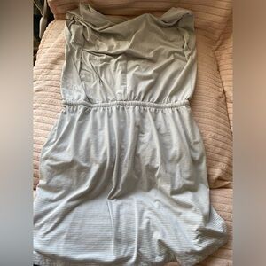 The North Face sporty hiking dress with pockets sinch waste elastic stripes grey